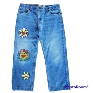 Big Mac Workwear Denim 5 Pocketed Jeans with Leg Embellished Art 34 X 30